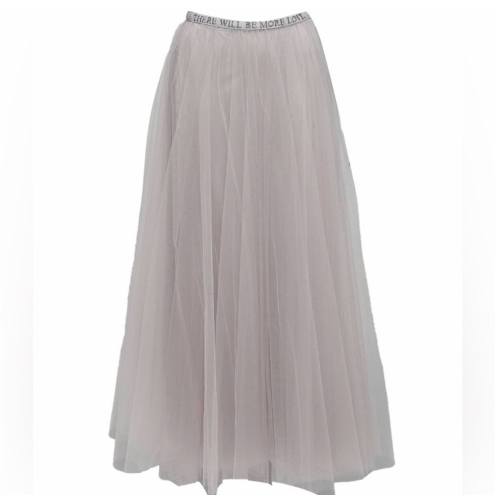 NWT Valentino There Will Be More Love Gray Tulle with underskirt A-Line Skirt
44